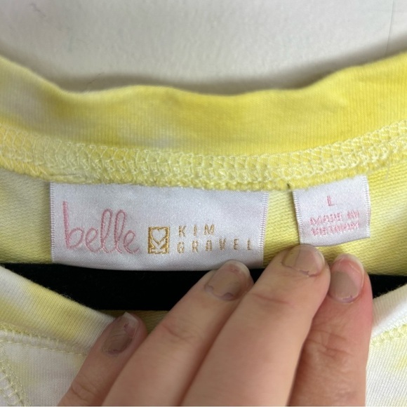 Belle yellow tie dye short sleeve womens blouse‎ size large - Picture 5 of 6